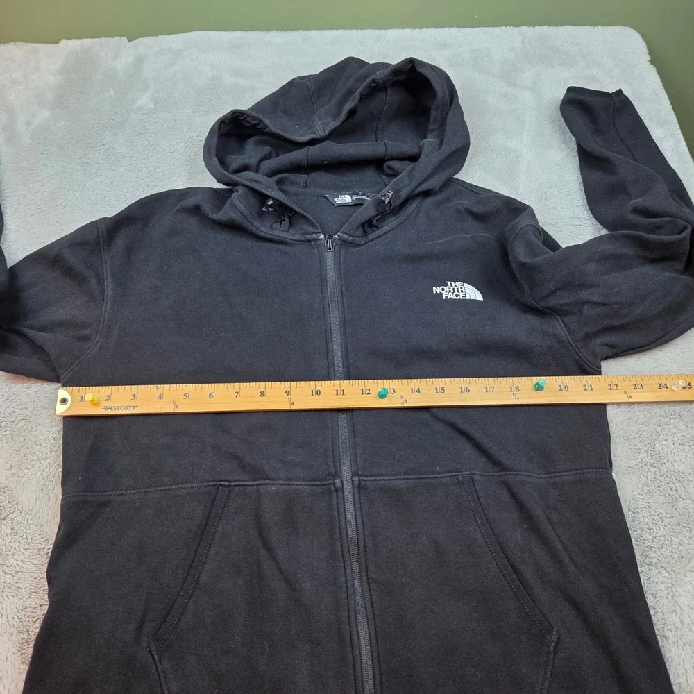 The North Face Full Zip Hoodie Mens L Athletic Logo Drawstring Pockets Black